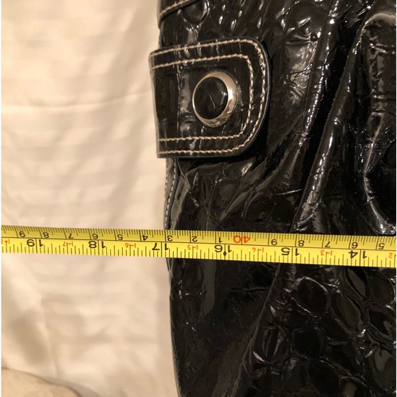 Guess Black Patent Leather Tote Shoulder Bag Large - Picture 10 of 15